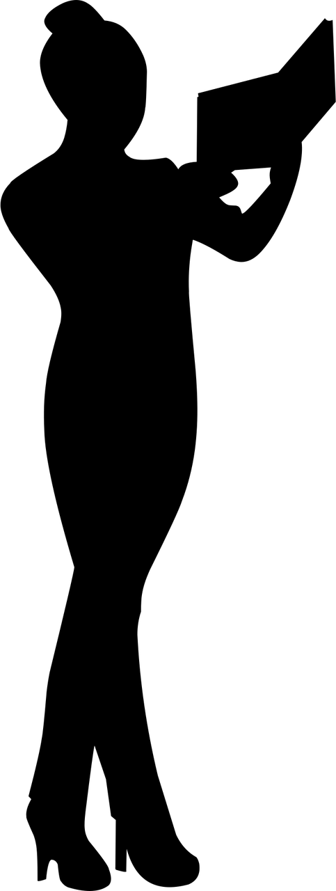 Standing silhouette reading